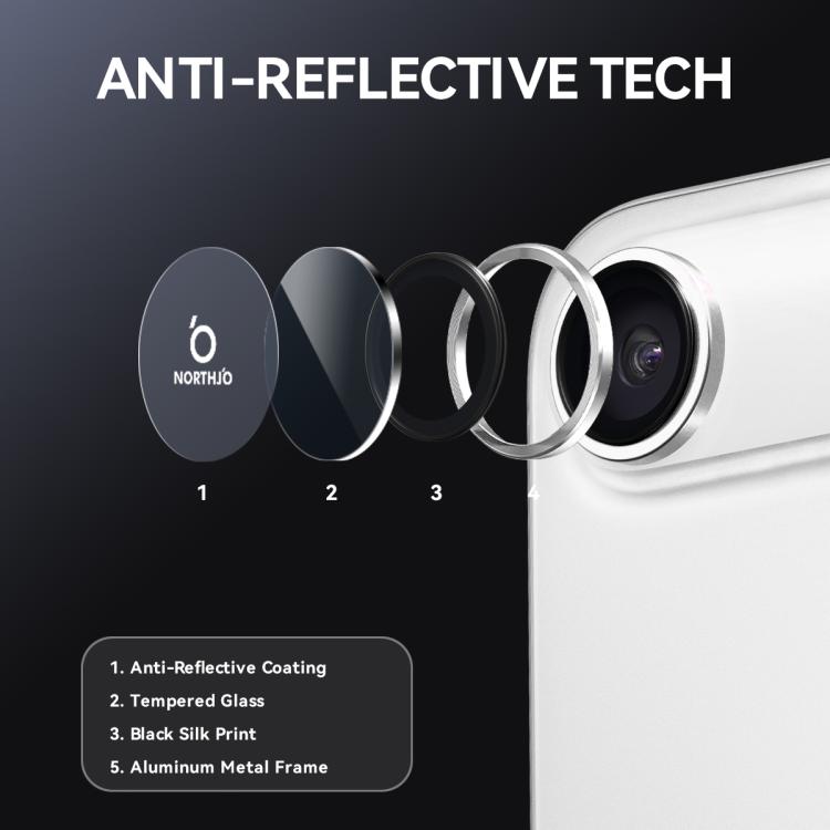 For iPhone Air NORTHJO Camera Lens Protector CD Metal Ring Tempered Glass Film