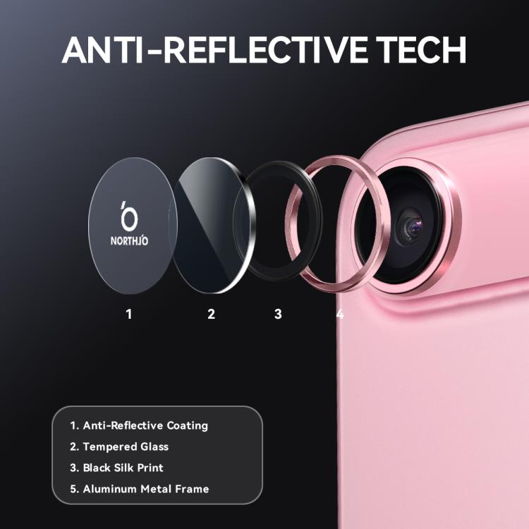 For iPhone Air NORTHJO Camera Lens Protector CD Metal Ring Tempered Glass Film