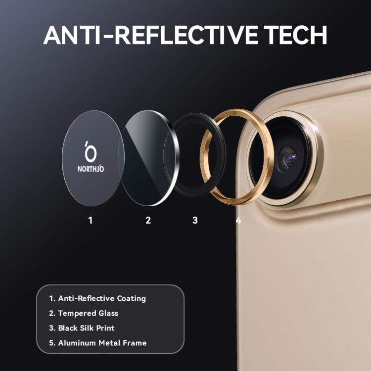 For iPhone Air NORTHJO Camera Lens Protector CD Metal Ring Tempered Glass Film