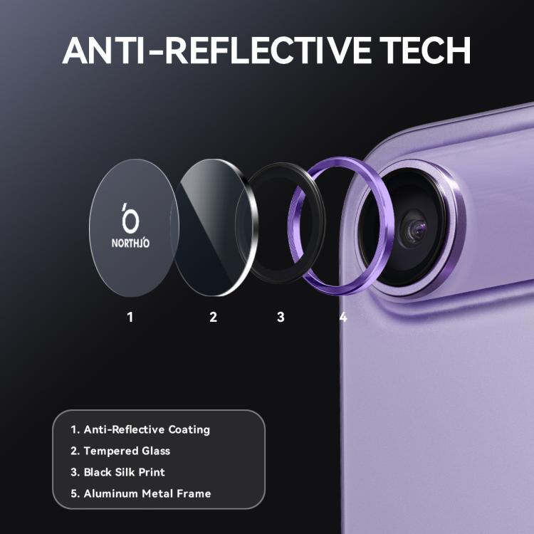 For iPhone Air NORTHJO Camera Lens Protector CD Metal Ring Tempered Glass Film