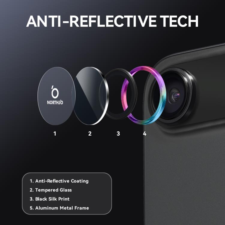 For iPhone Air NORTHJO Camera Lens Protector CD Metal Ring Tempered Glass Film