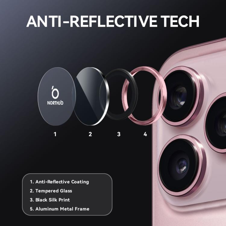 For iPhone 17 Pro / 17 Pro Max NORTHJO Camera Lens Protector CD Metal Ring Tempered Glass Film