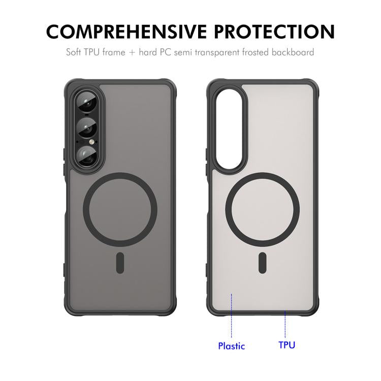 For Sony Xperia 1 VII ENKAY Hat-Prince MagSafe Matte Translucent Shockproof Phone Case with Large Arc Edge Film