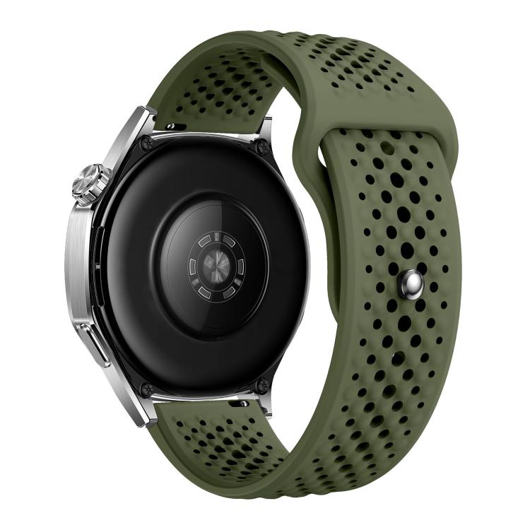 22mm Round Holes Breathable Reverse Buckle Silicone Watch Band