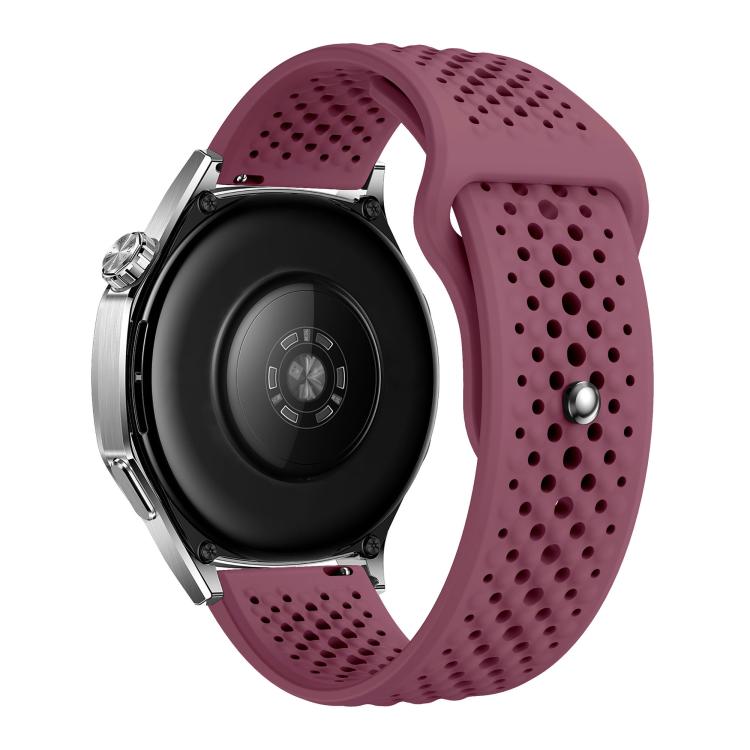 22mm Round Holes Breathable Reverse Buckle Silicone Watch Band