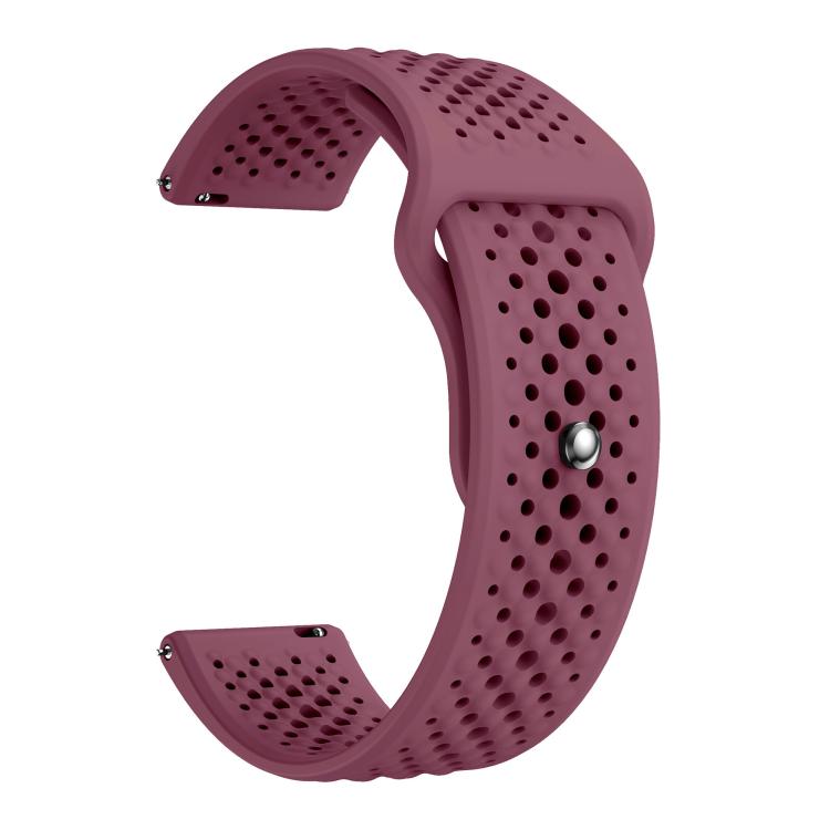 22mm Round Holes Breathable Reverse Buckle Silicone Watch Band