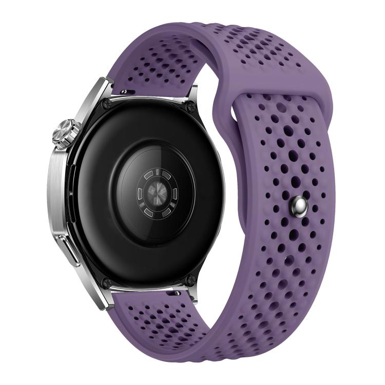 22mm Round Holes Breathable Reverse Buckle Silicone Watch Band