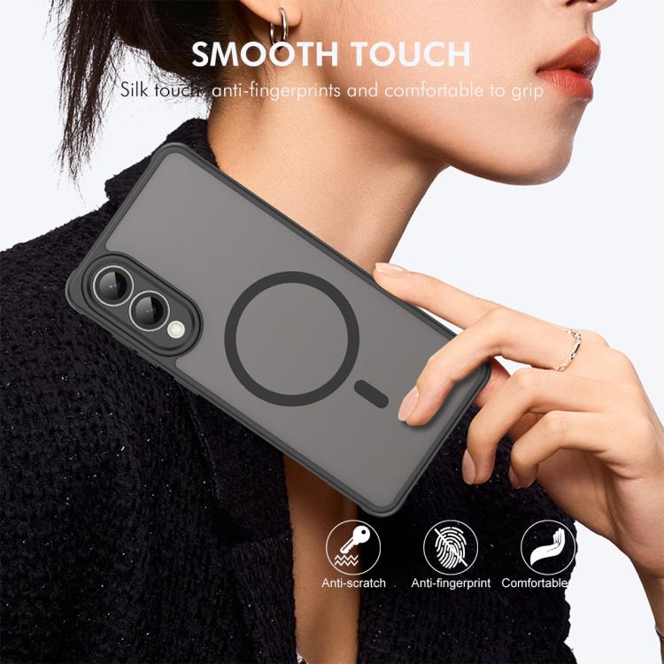 For Galaxy S25 Edge 5G ENKAY Hat-Prince MagSafe Matte Translucent Shockproof Phone Case with 0.18mm High Aluminum-silicon Glass Film
