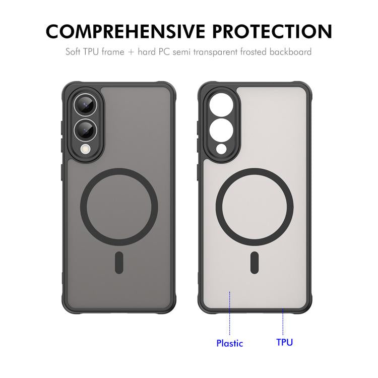 For Galaxy S25 Edge 5G ENKAY Hat-Prince MagSafe Matte Translucent Shockproof Phone Case with 0.18mm High Aluminum-silicon Glass Film
