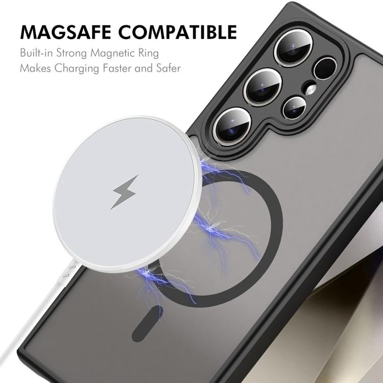 For Galaxy S25 Ultra 5G ENKAY Hat-Prince MagSafe Matte Translucent Shockproof Phone Case with 0.18mm High Aluminum-silicon Glass Film