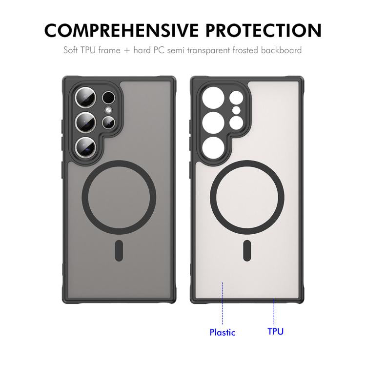 For Galaxy S24 Ultra 5G ENKAY Hat-Prince MagSafe Matte Translucent Shockproof Phone Case with 0.18mm High Aluminum-silicon Glass Film