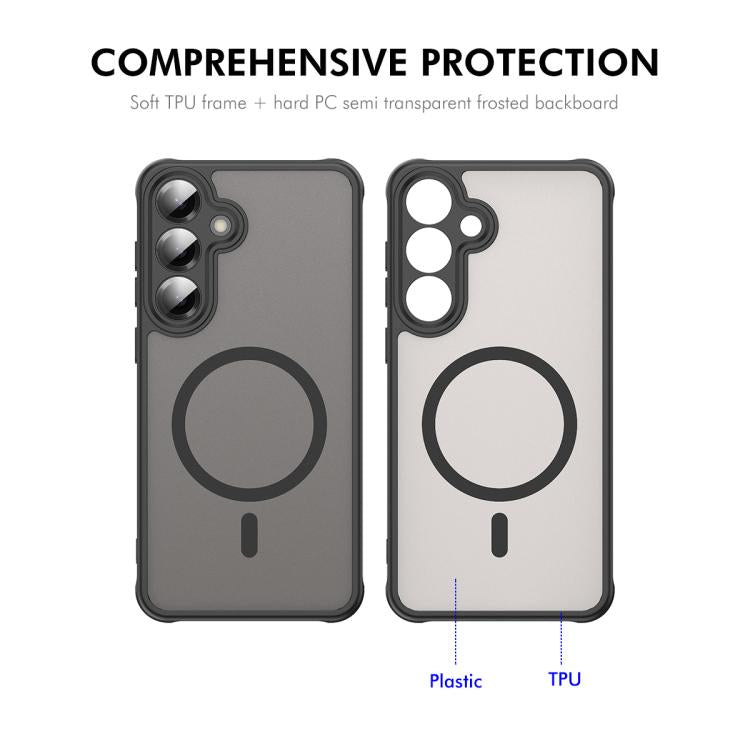 For Galaxy S25+ / S24+ 5G ENKAY Hat-Prince MagSafe Matte Translucent Shockproof Phone Case with 0.18mm High Aluminum-silicon Glass Film