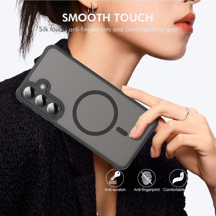 For Galaxy S25+ / S24+ 5G ENKAY Hat-Prince MagSafe Matte Translucent Shockproof Phone Case with 0.18mm High Aluminum-silicon Glass Film