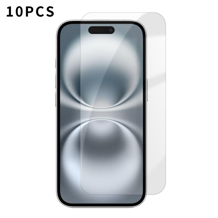 For iPhone 16 Plus Kalebol 10pcs High-Aluminum Semi-Screen Anti-Fingerprint HD Tempered Glass Film