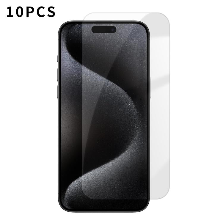 For iPhone 15 Pro Max Kalebol 10pcs High-Aluminum Semi-Screen Anti-Fingerprint HD Tempered Glass Film