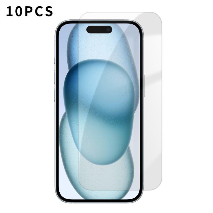 For iPhone 15 Kalebol 10pcs High-Aluminum Semi-Screen Anti-Fingerprint HD Tempered Glass Film