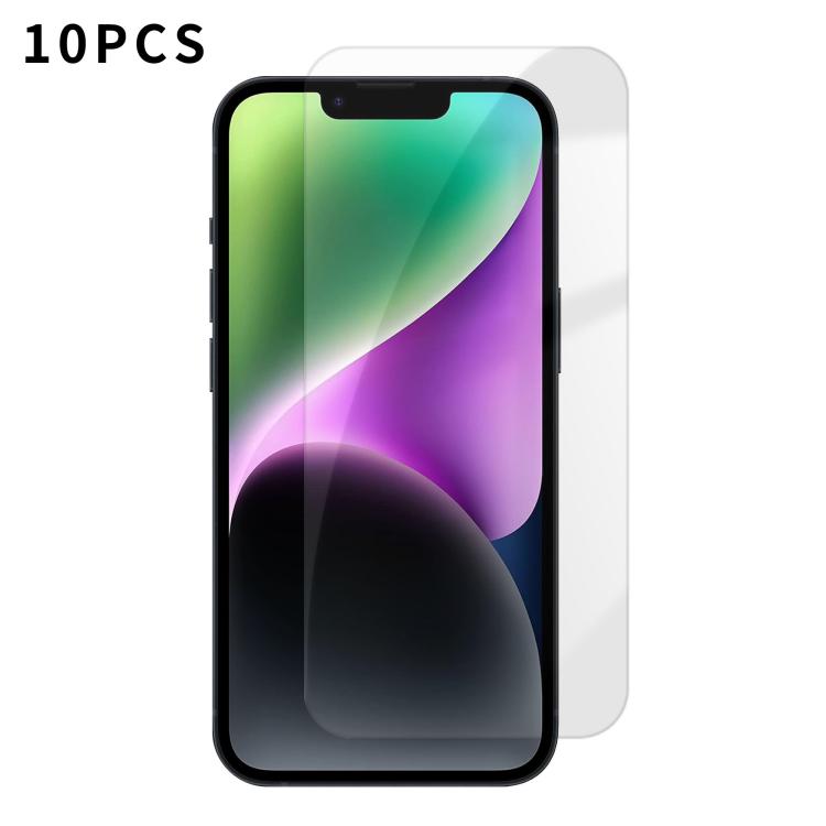 For iPhone 14 Plus Kalebol 10pcs High-Aluminum Semi-Screen Anti-Fingerprint HD Tempered Glass Film