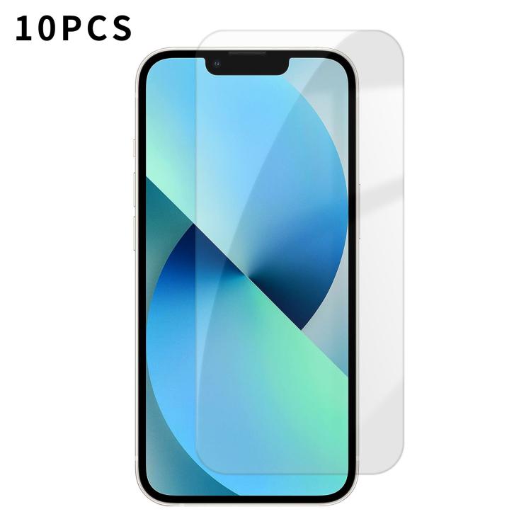 For iPhone 13 Kalebol 10pcs High-Aluminum Semi-Screen Anti-Fingerprint HD Tempered Glass Film