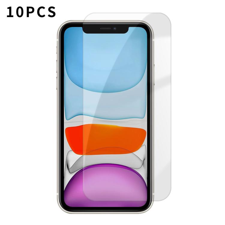 For iPhone 11 Kalebol 10pcs High-Aluminum Semi-Screen Anti-Fingerprint HD Tempered Glass Film