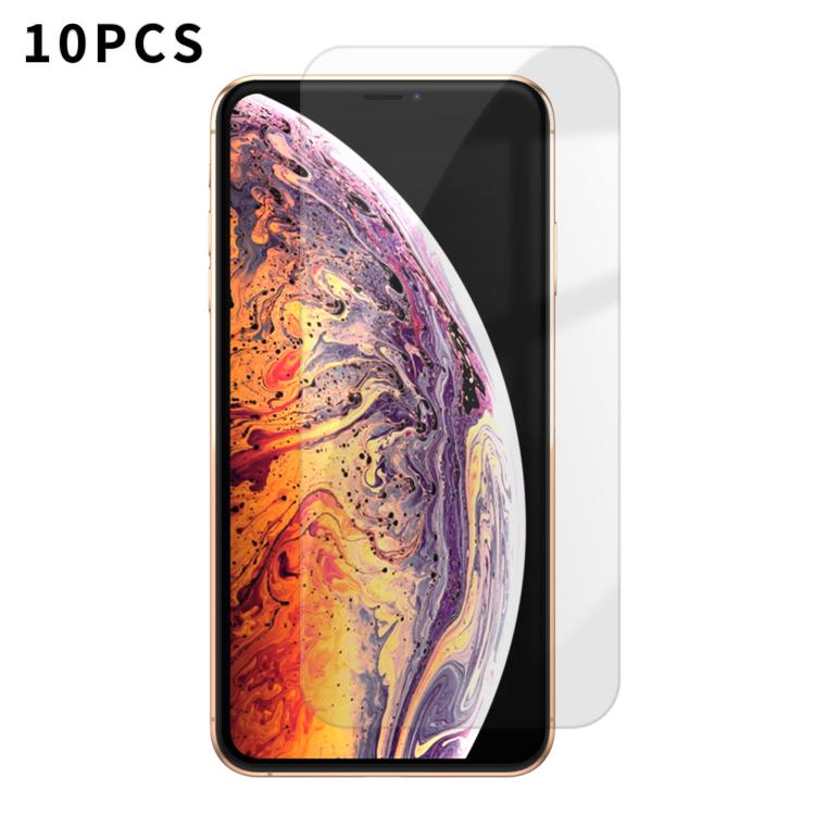 For iPhone XS Kalebol 10pcs High-Aluminum Semi-Screen Anti-Fingerprint HD Tempered Glass Film