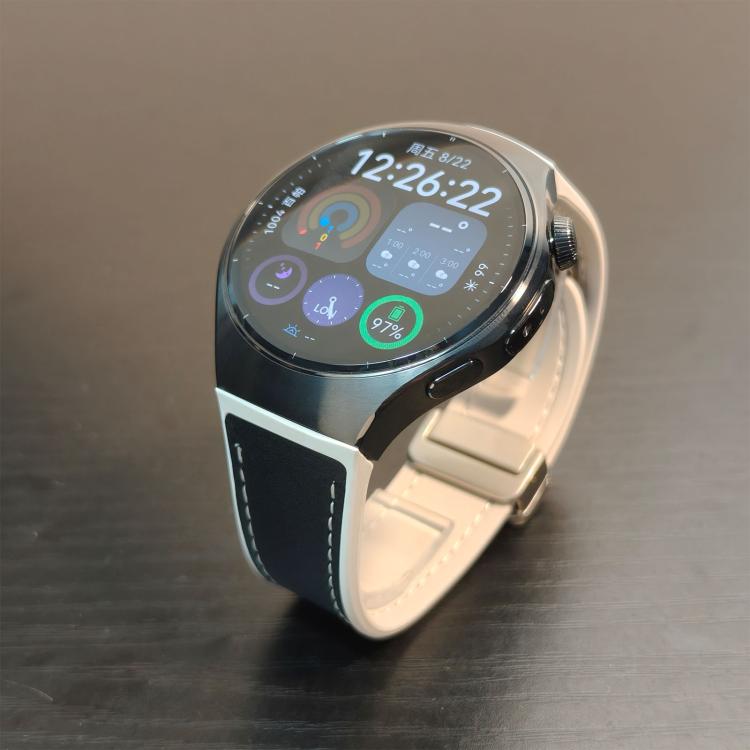 For Huawei Watch 5 46mm Silicone Hybrid Leather Magnetic Buckle Watch Band