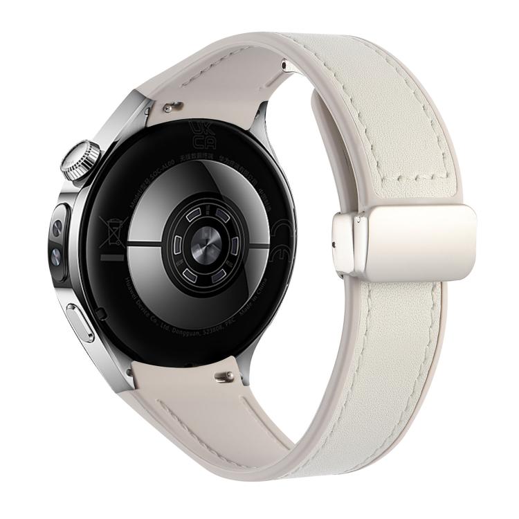 For Huawei Watch 5 46mm Silicone Hybrid Leather Magnetic Buckle Watch Band