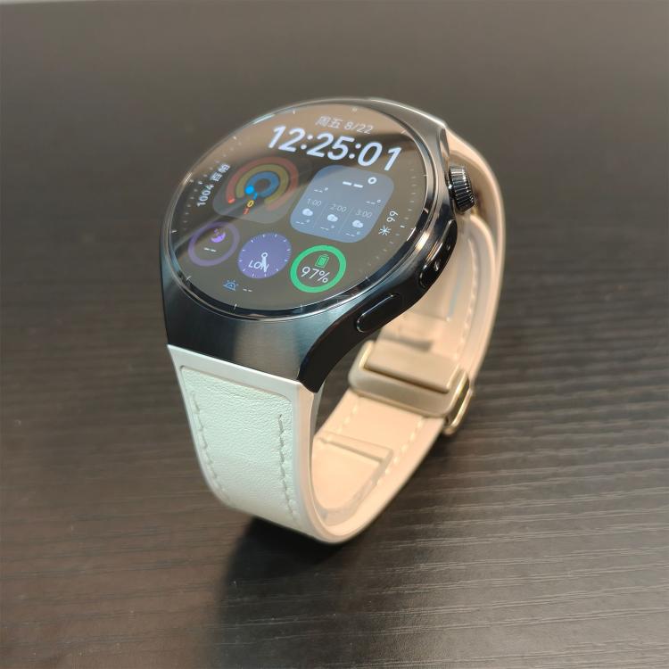 For Huawei Watch 5 46mm Silicone Hybrid Leather Magnetic Buckle Watch Band