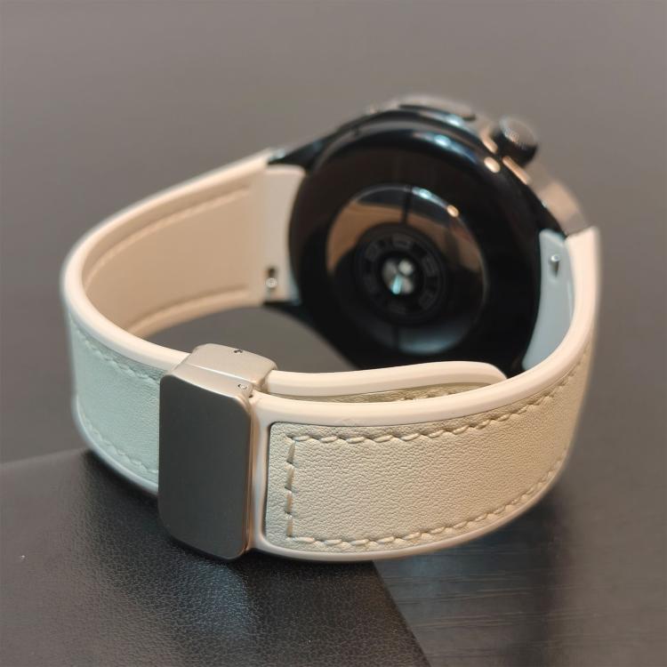 For Huawei Watch 5 46mm Silicone Hybrid Leather Magnetic Buckle Watch Band