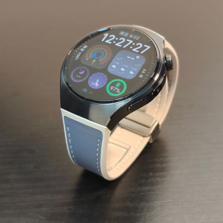 For Huawei Watch 5 46mm Silicone Hybrid Leather Magnetic Buckle Watch Band