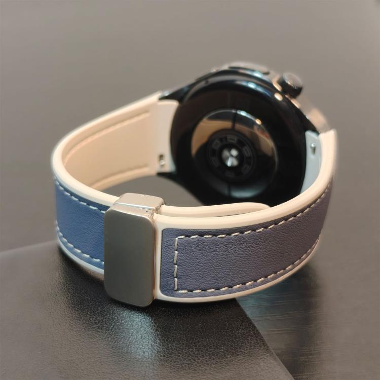 For Huawei Watch 5 46mm Silicone Hybrid Leather Magnetic Buckle Watch Band