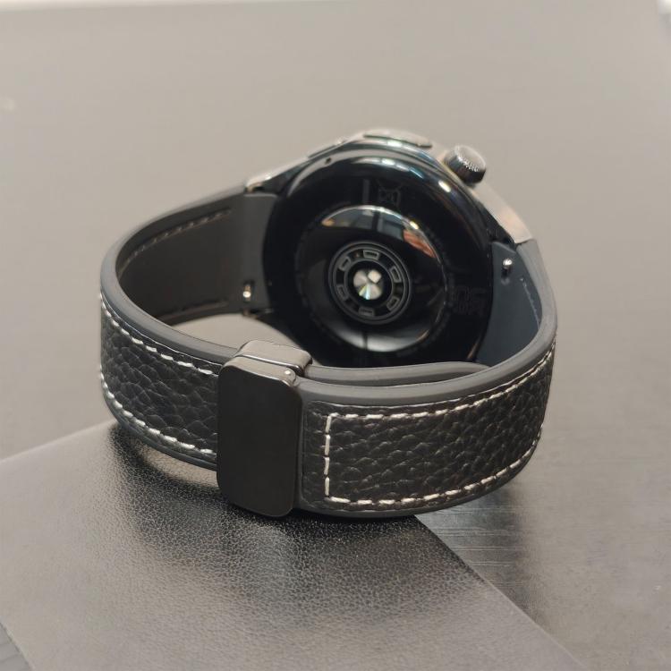 For Huawei Watch 5 46mm Silicone Hybrid Leather Magnetic Buckle Watch Band