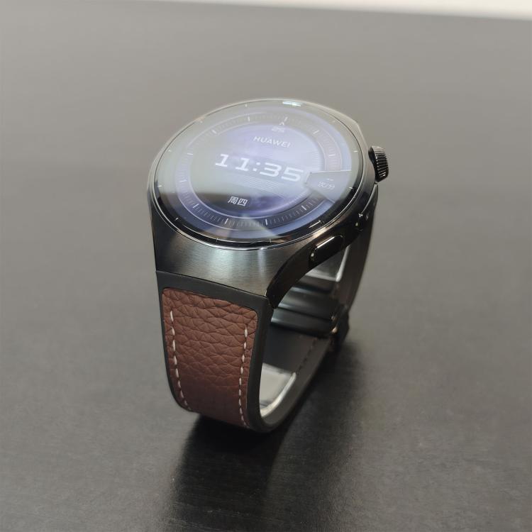 For Huawei Watch 5 46mm Silicone Hybrid Leather Magnetic Buckle Watch Band