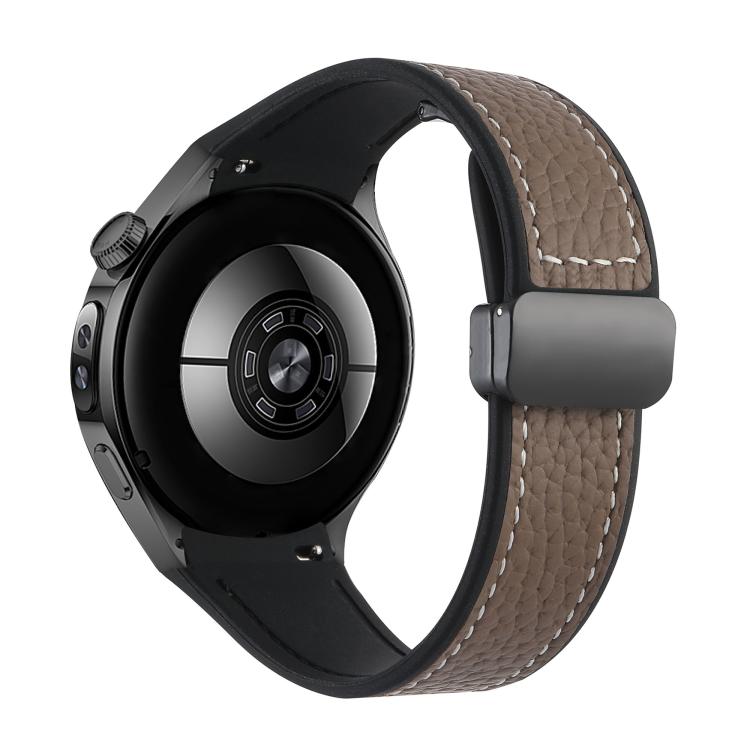 For Huawei Watch 5 46mm Silicone Hybrid Leather Magnetic Buckle Watch Band