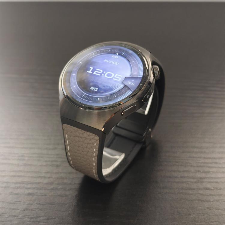 For Huawei Watch 5 46mm Silicone Hybrid Leather Magnetic Buckle Watch Band