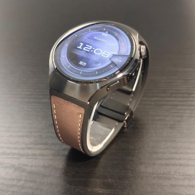 For Huawei Watch 5 46mm Silicone Hybrid Leather Magnetic Buckle Watch Band