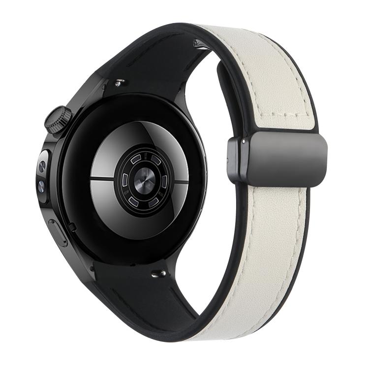 For Huawei Watch 5 46mm Silicone Hybrid Leather Magnetic Buckle Watch Band