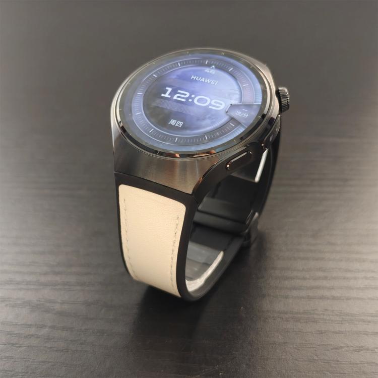 For Huawei Watch 5 46mm Silicone Hybrid Leather Magnetic Buckle Watch Band