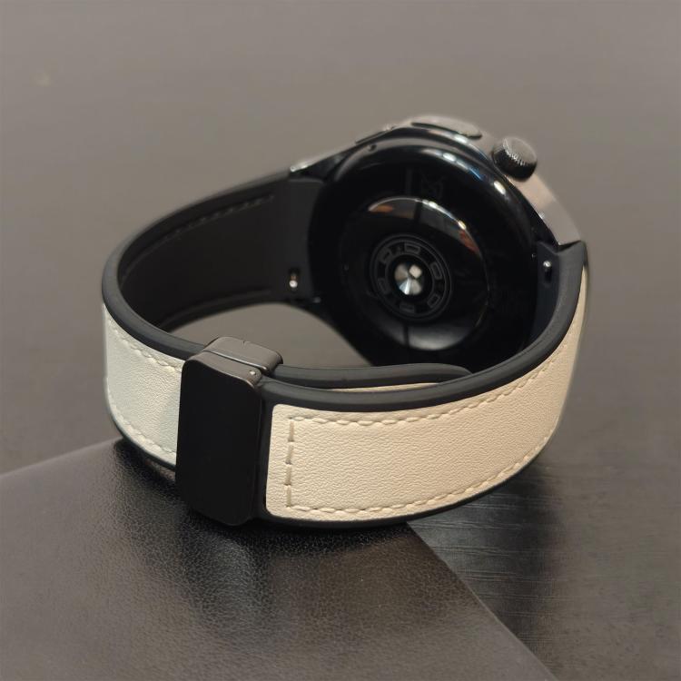 For Huawei Watch 5 46mm Silicone Hybrid Leather Magnetic Buckle Watch Band