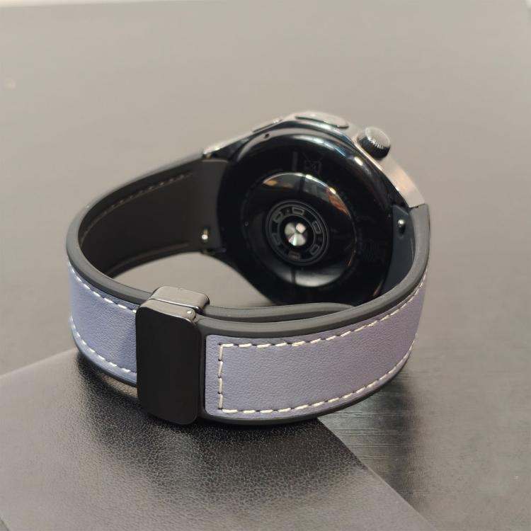 For Huawei Watch 5 46mm Silicone Hybrid Leather Magnetic Buckle Watch Band