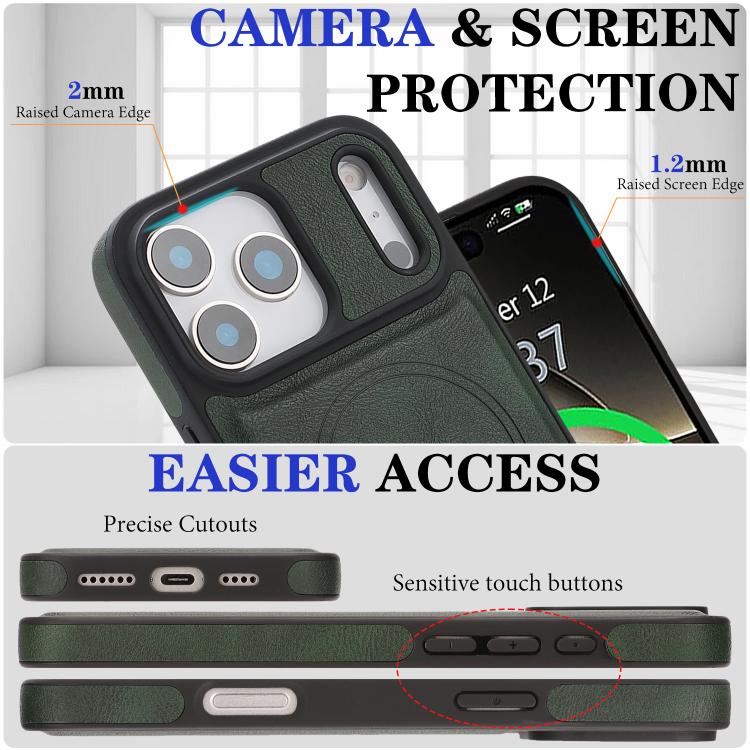 For iPhone 17 Pro Max Kalebol Strong Magnetic MagSafe Ring 2 In 1 Split Leather Phone Case