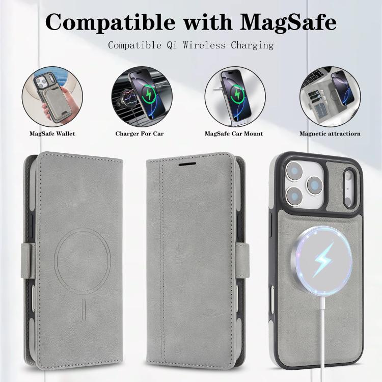 For iPhone 17 Pro Max Kalebol Strong Magnetic MagSafe Ring 2 In 1 Split Leather Phone Case