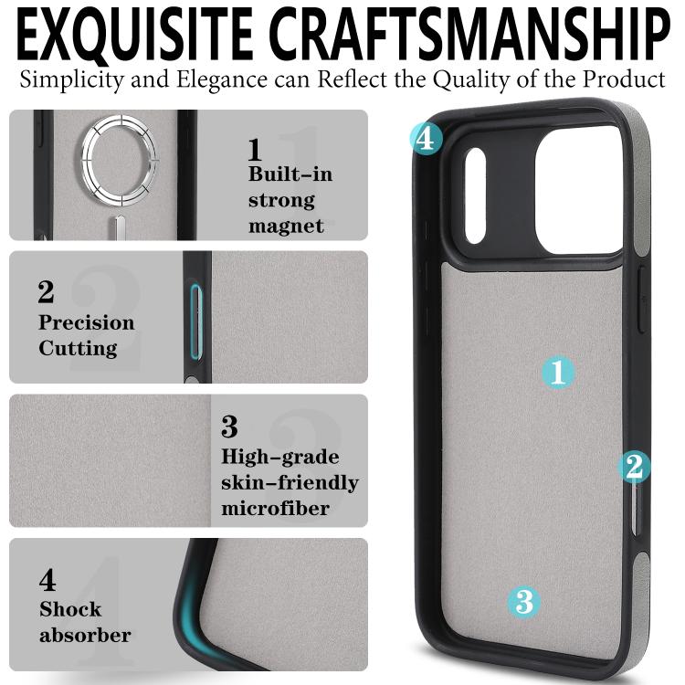For iPhone 17 Pro Max Kalebol Strong Magnetic MagSafe Ring 2 In 1 Split Leather Phone Case