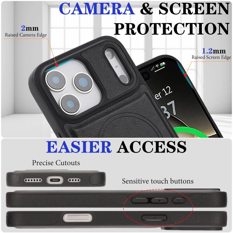 For iPhone 17 Pro Kalebol Strong Magnetic MagSafe Ring 2 In 1 Split Leather Phone Case