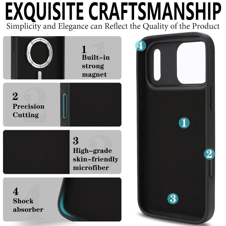 For iPhone 17 Pro Kalebol Strong Magnetic MagSafe Ring 2 In 1 Split Leather Phone Case