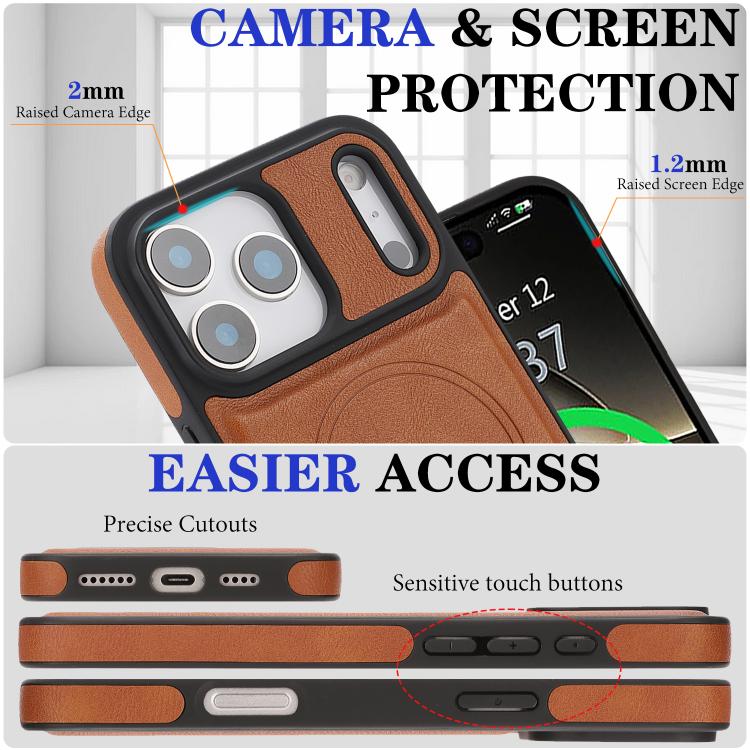 For iPhone 17 Pro Kalebol Strong Magnetic MagSafe Ring 2 In 1 Split Leather Phone Case