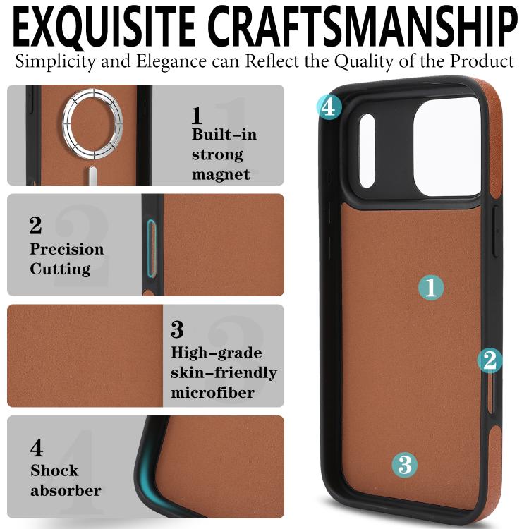 For iPhone 17 Pro Kalebol Strong Magnetic MagSafe Ring 2 In 1 Split Leather Phone Case
