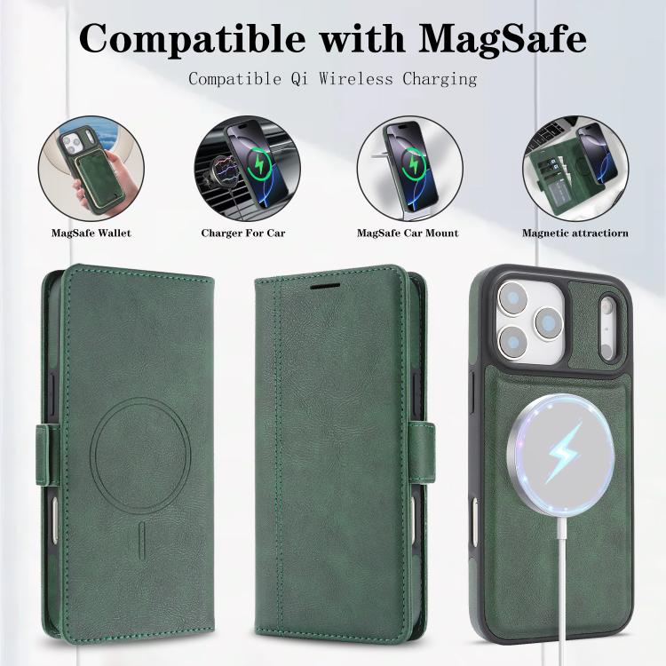 For iPhone 17 Pro Kalebol Strong Magnetic MagSafe Ring 2 In 1 Split Leather Phone Case