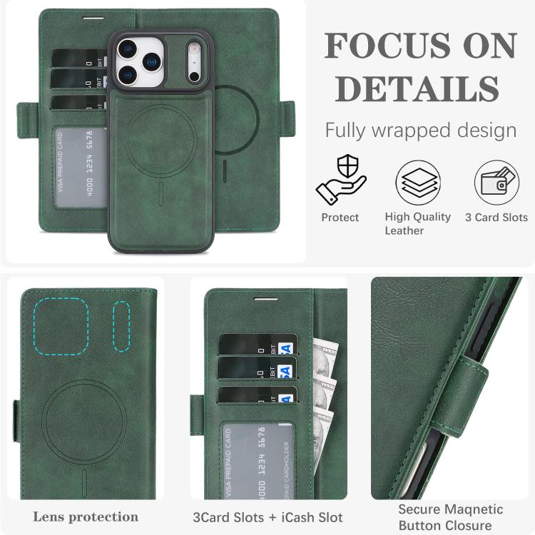 For iPhone 17 Pro Kalebol Strong Magnetic MagSafe Ring 2 In 1 Split Leather Phone Case