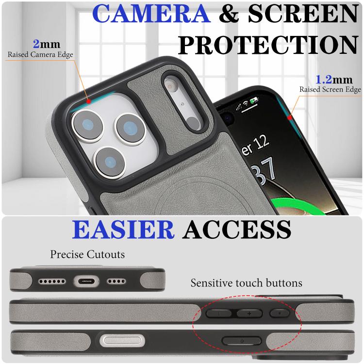 For iPhone 17 Pro Kalebol Strong Magnetic MagSafe Ring 2 In 1 Split Leather Phone Case
