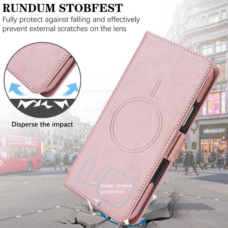 For iPhone 17 Pro Kalebol Strong Magnetic MagSafe Ring 2 In 1 Split Leather Phone Case